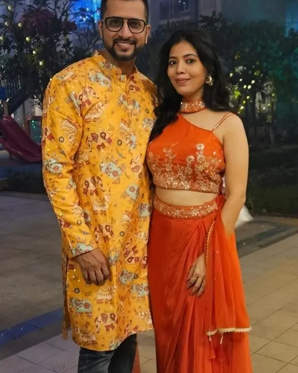 Editorial portrait styled by CoreStyl — V-Taper & Hourglass, Sangeet & Wedding · Couple Styling